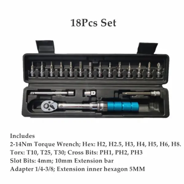 Torque Wrench for Bicycle and Motorcycle, 1/4 2-15Nm MINI Torque Accuracy Repair Tool with 3/8Inch Adapter, Extension Replacement